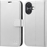 OCASE for iPhone 16 Wallet Case, Card Holder, Silvery