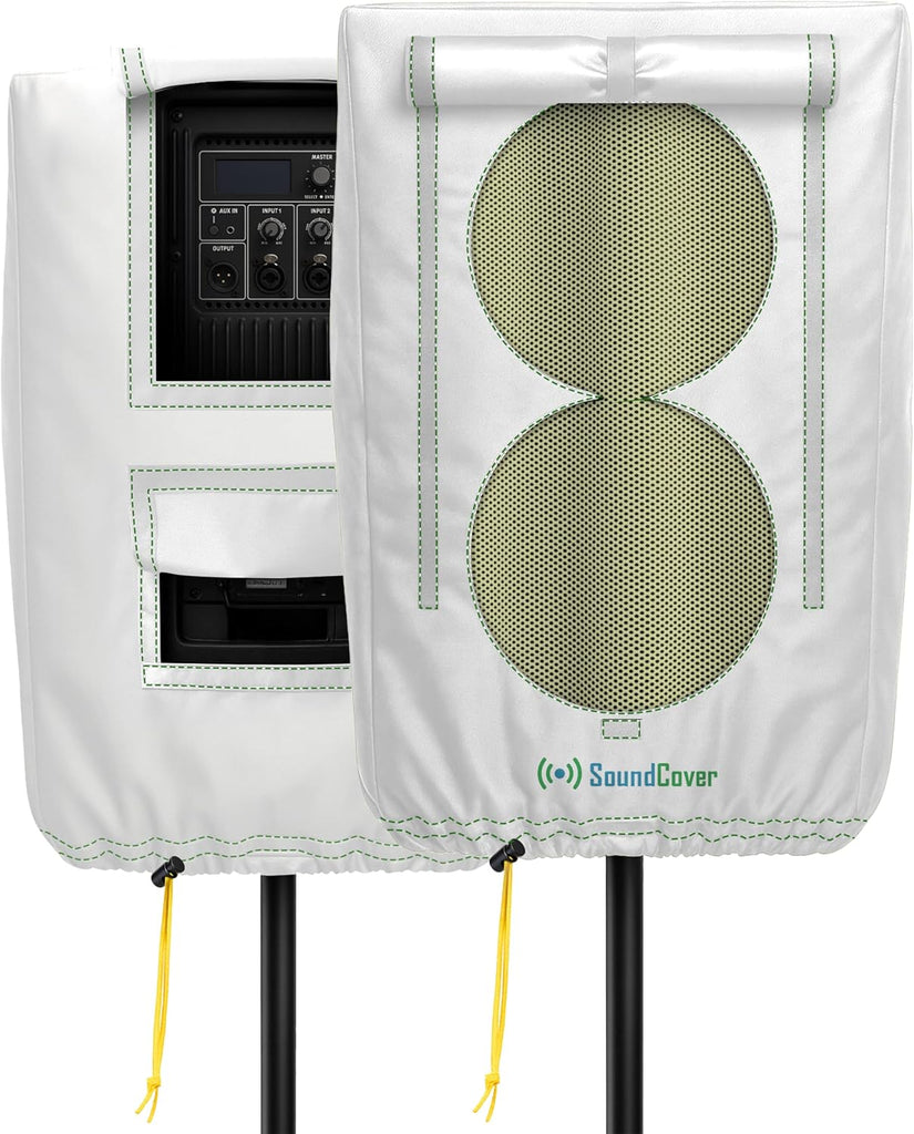 SoundCover Professional Grade 600D Protective Cover for Stand Mounted 10" PA/DJ Powered Speaker with SoundFlap - White -