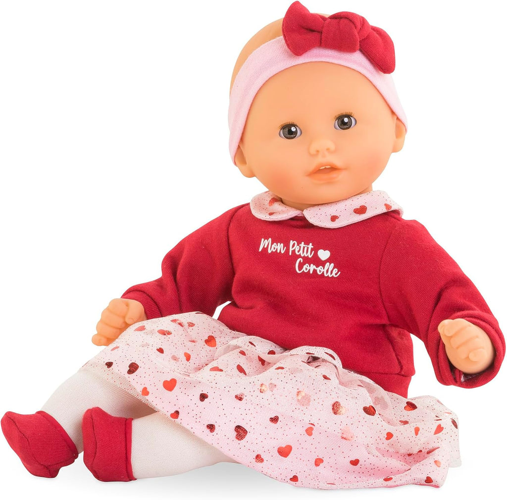 Corolle Margaux Petals - 12" Soft Boy Baby Doll with Vanilla Scent, Pink and Red Hearts Outfit & Sleeping Eyes for Girls