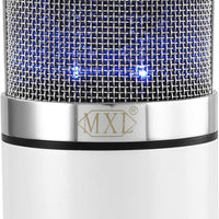 MXL 990 Condenser Microphone for Podcasting, Singing, Home Studio Recording, Gaming & Streaming   Blue LED lights   XLR