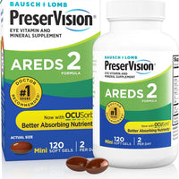 PreserVision AREDS 2 - Suplemento vitamínico y mineral para los ojos, contiene luteína, vitamina C, zeaxantina, zinc y vitamina E, 120 cápsulas blandas (el envase puede variar)