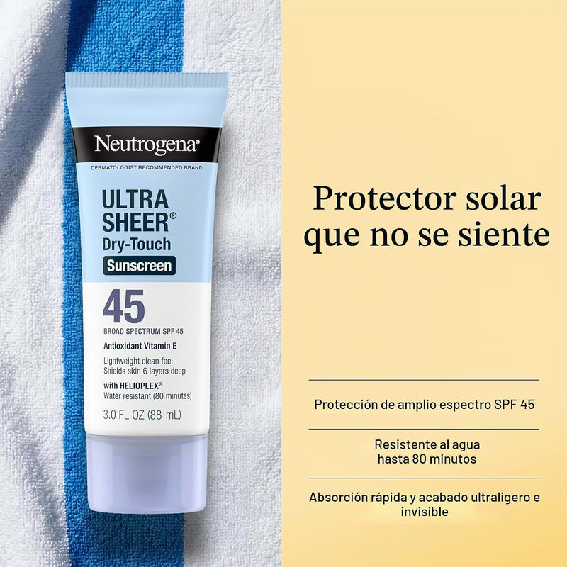 Neutrogena Ultra Sheer Dry Touch Sunscreen Lotion SPF 45, 2 x 3 fl. oz
