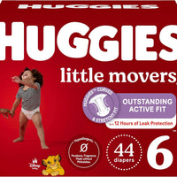 Huggies Size 6 Diapers, Little Movers Baby Diapers, Size 6 (35+ lbs), 44 Count