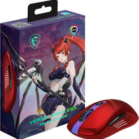 msi Versa W MLG Edition RED Gaming Mouse, 26,000 DPI, 60M+ Clicks Kailh Switchs, Optical Sensor, Ergonomic Ambitextrous Hand Design, RGB Light