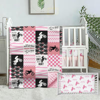 Munific Personalized Crib Bedding Set for Girls, Custom Baby Sets with Name, Motocross Dirt Bike Sets, 2 Piece Pink Moto