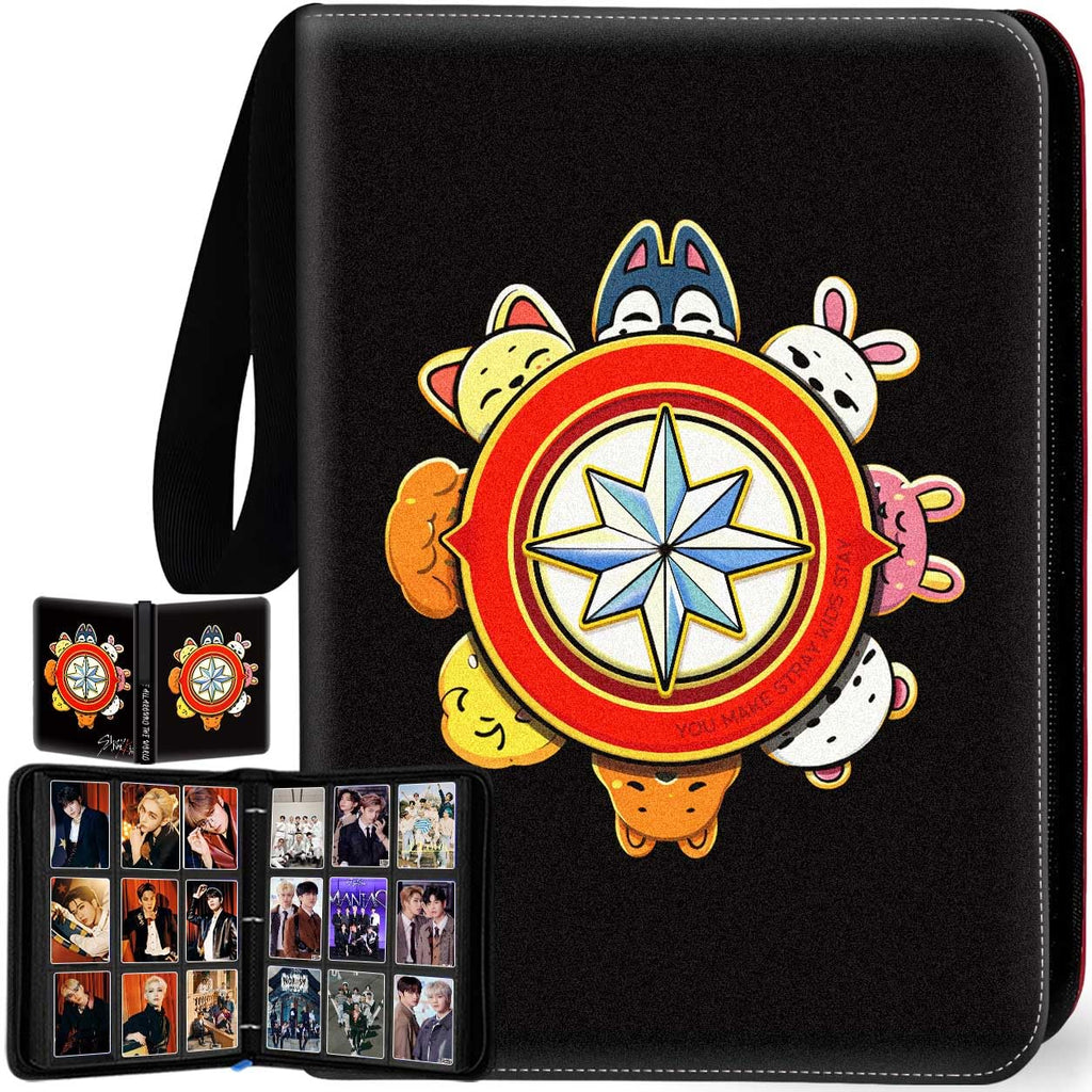 Stray Photocards Binder 1008 Pockets, Stray Fans Gifts & SKZOO Merch Collectors, 9-Pocket Portable Waterproof Display Kpop Photo Cards Collector Ablum Holder Book with 56 Removable Sleeves-Compass