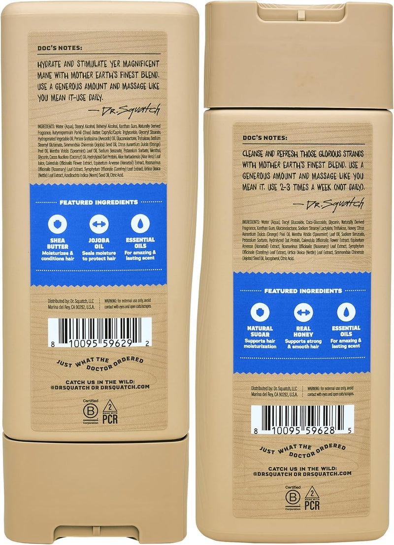 Dr. Squatch Paquete de cabello natural para hombres, cabello saludable y de aspecto completo, champú Fresh Falls (11 onzas líquidas), acondicionador Fresh Falls (11 fl oz)