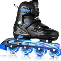 2PM SPORTS Adjustable Inline Skates Kids Boys Ages 5-8 8-12 4-6 6-12 10-12 with Light Up Wheels, Roller Skates Blades fo
