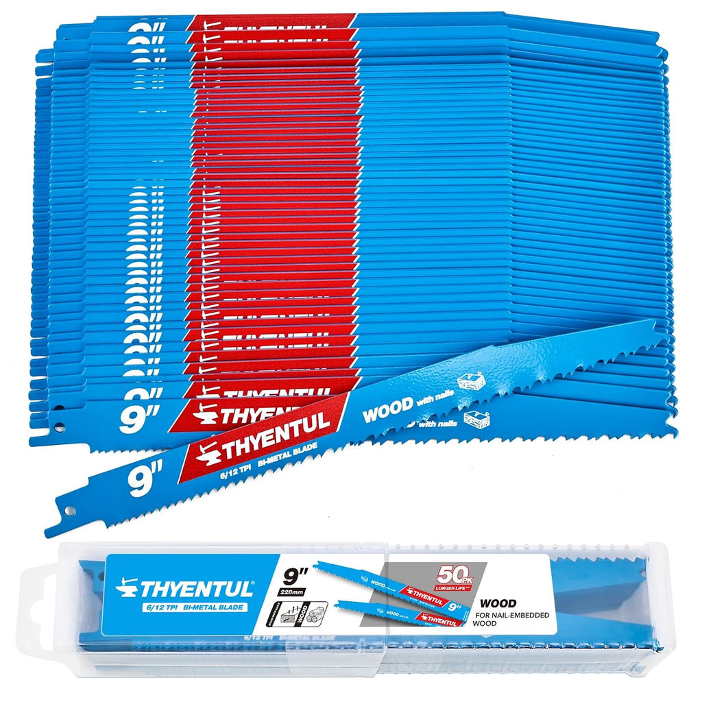 50 Pack 9 in Stud and Nail Saw Blades,Demo Demon Bi-Metal Demolition Reciprocating Saw Blade for Nail-Embedded Wood Cutt
