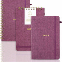 TSFPapier A5 Lined Journal Notebook, Fabric Hardcover, 3 Pack