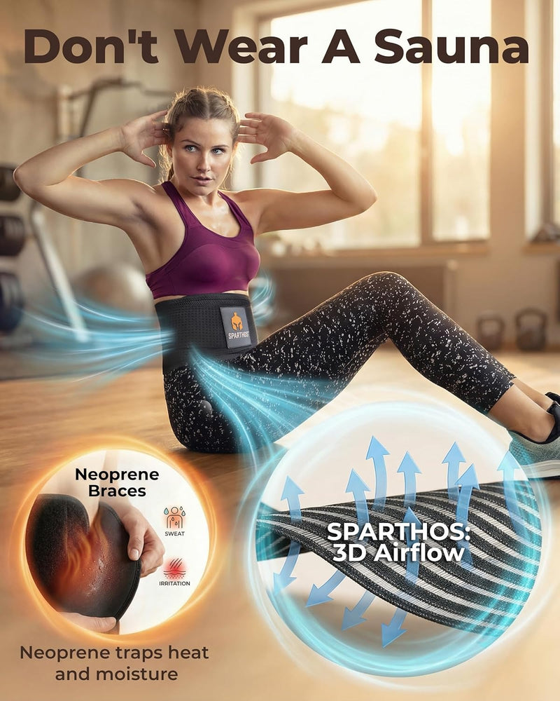 Sparthos - Soporte de espalda para aliviar el dolor de espalda baja - Alivio inmediato de ciática, hernia de disco, escoliosis - Transpirable + Almohadilla de soporte lumbar - Para hombres y mujeres