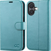 OCASE for iPhone 16 Wallet Case, Card Holder, Ice Blue