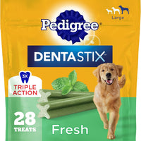 Pedigree Dentastix Large Breed Dental Dog Treats, Fresh, 28 Count