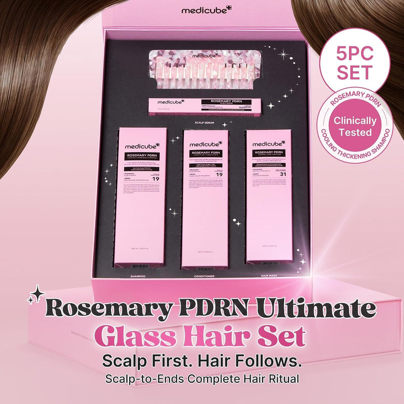 medicube Rosemary PDRN Glass Hair Set, Full-Size Gift Kit for a Fuller Look