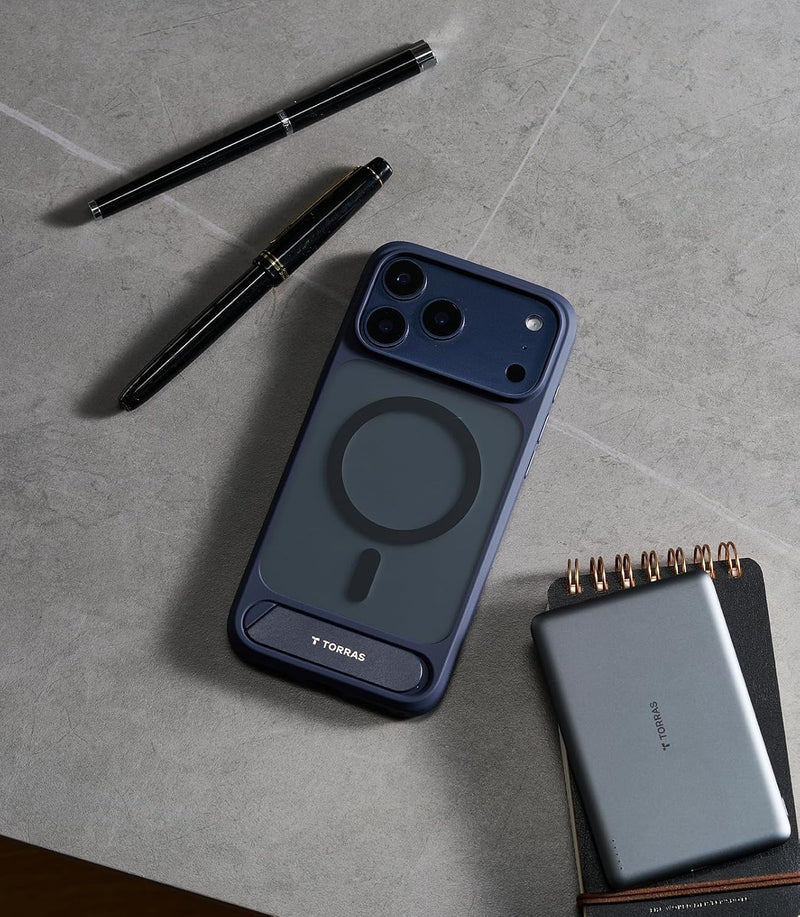 TORRAS Strong Magnetic Seamless Stand for iPhone 17 Pro Max Case Deep Blue
