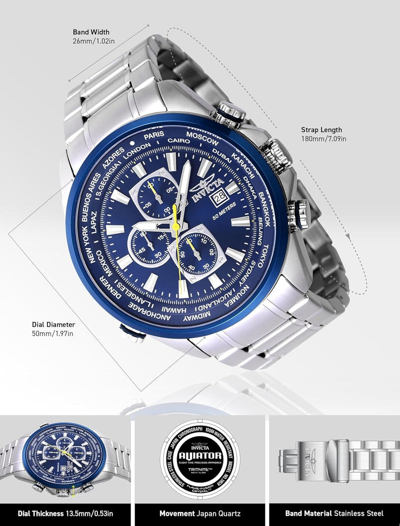 Invicta Aviator Men 50mm Quartz