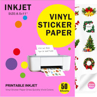 Veicevol Printable Vinyl Sticker Paper for Inkjet Printers, Glossy White
