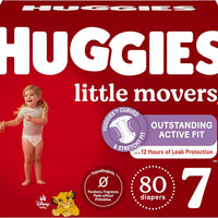 Huggies Size 7 Diapers, Little Movers Baby Diapers, Size 7 (41+ lbs), 80 Count (2 Packs of 40)