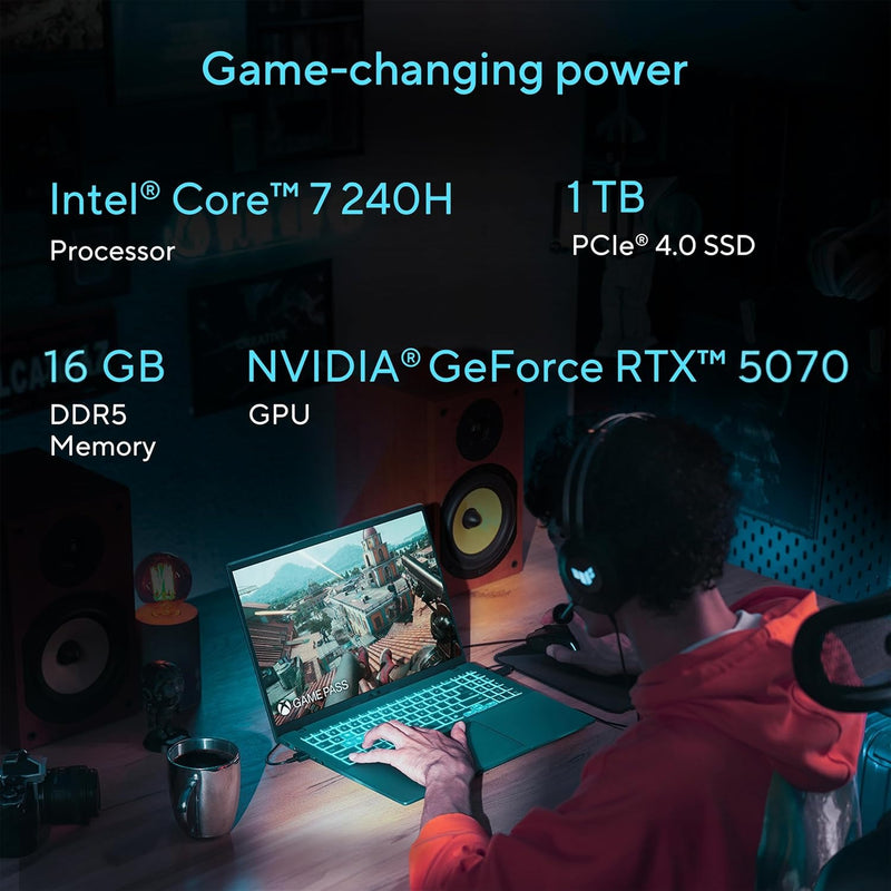 🔥 **OFERTA GAMER: ASUS V16 16” WUXGA 144Hz – Core 7 240H + RTX 5070 | 16GB DDR5 + 1TB SSD** Matte Black