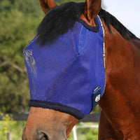 Harrison Howard All-Round Mesh Horse Fly Mask UV Protective with Fleece-Padded Edging Deep Navy L