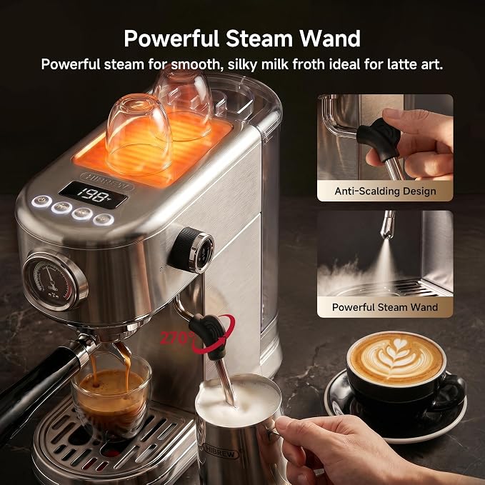 HIBREW H10B Programmable Espresso Machine with LED Display & Pressure Gauge