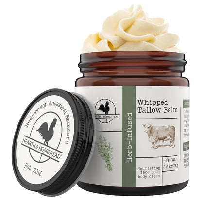 Hearth & Homestead Whipped Beef Tallow for Skin & Face, Unscented, 2.6oz
