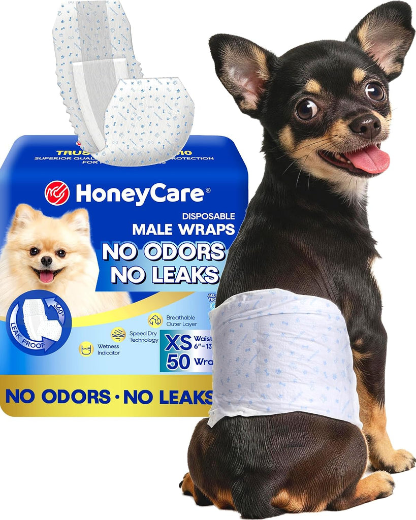 HONEY CARE All-Absorb A27 Male Dog Wrap, 50 Count, Extra Small