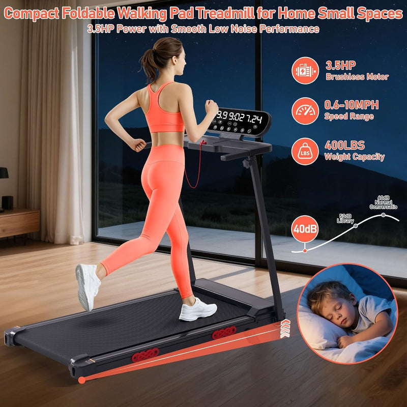 MCRG Portable Walking Pad Treadmill with Handle Bar Incline for Home Small