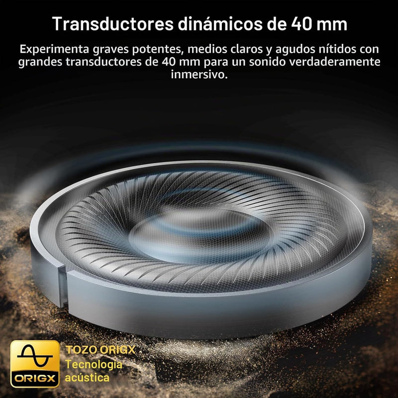 TOZO HT3 Hybrid Noise Cancelling Wireless Headphones, 90H Over Ear Headset