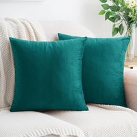 HWY 50 Teal Throw Pillow Covers Velvet 18x18 Inch Pack of 2
