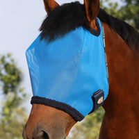Harrison Howard All Round Mesh Horse Fly Mask UV Protective with Fleece Padded Edging Sky Blue L