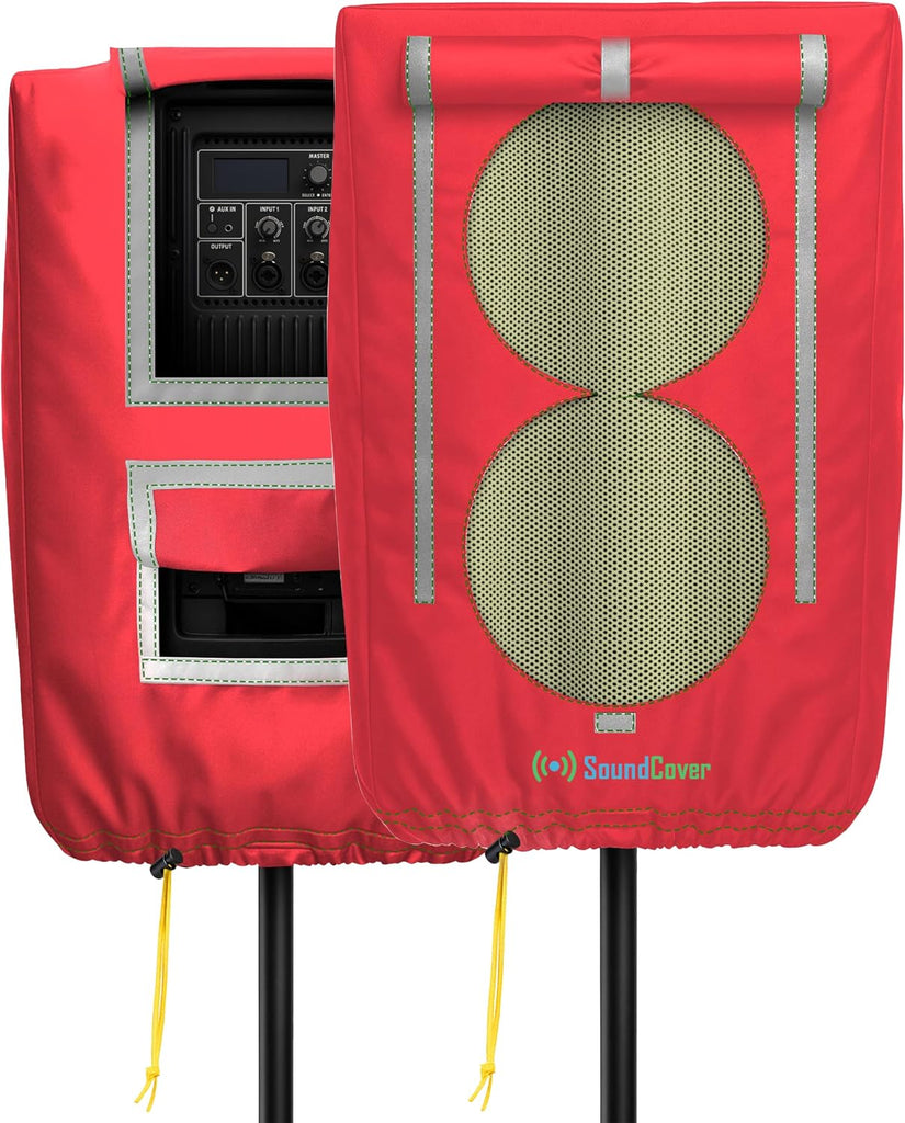 SoundCover Professional Grade 600D Protective Cover for Stand Mounted 8" PA/DJ Powered Speaker with SoundFlap - Red - In