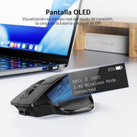 Acer Wireless Mouse for Laptop, Bluetooth Computer Mouse Ergonomic for 4 Devices(2.4Ghz+BT 5.2+Wired), OLED Screen Rechargeable Mice, 5 Programmable Buttons, 4000 DPI for MacBook PC Desktop