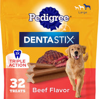 Pedigree Dentastix Large Breed Dental Dog Treats, Beef Flavor, 32 Count
