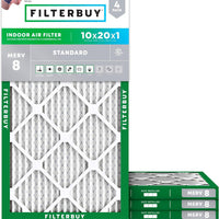 Filterbuy 10x20x1 Air Filter MERV 8 Dust & Allergy Defense (4-Pack)