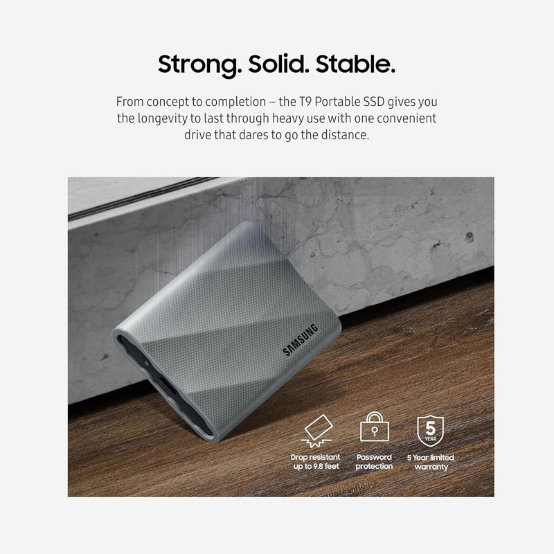 Samsung T9 Portable SSD 1TB, USB 3.2 Gen 2x2 External Solid State Drive, Seq. Read Speeds Up to 2,000MB/s for Gaming, Students and Professionals, MU-PG1T0B/AM, Black