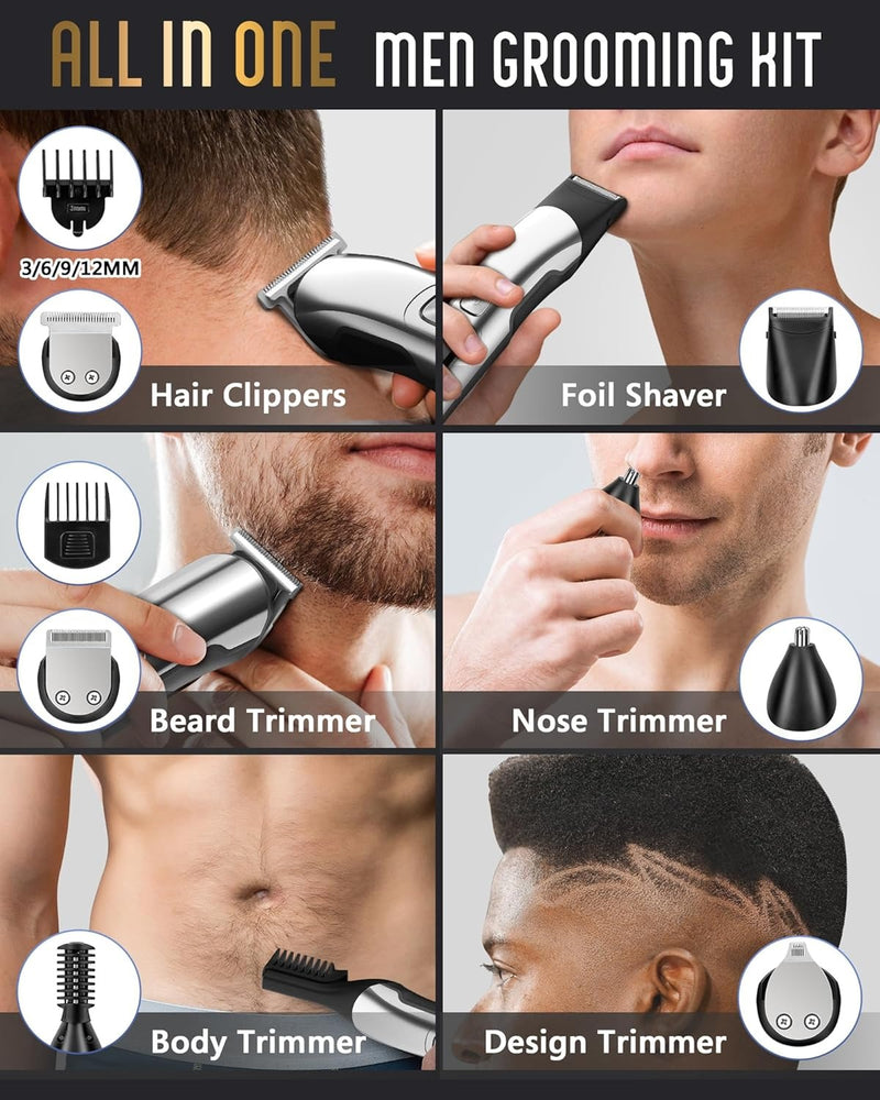 Ufree - Cortadora de barba inalámbrica para hombres, maquina de afeitar eléctrica impermeable para nariz, cuerpo, cara y bigote, kit de aseo