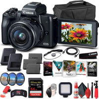 Canon EOS M50 with 15-45mm Lens & Battery (2680C011) (Black) Bundle