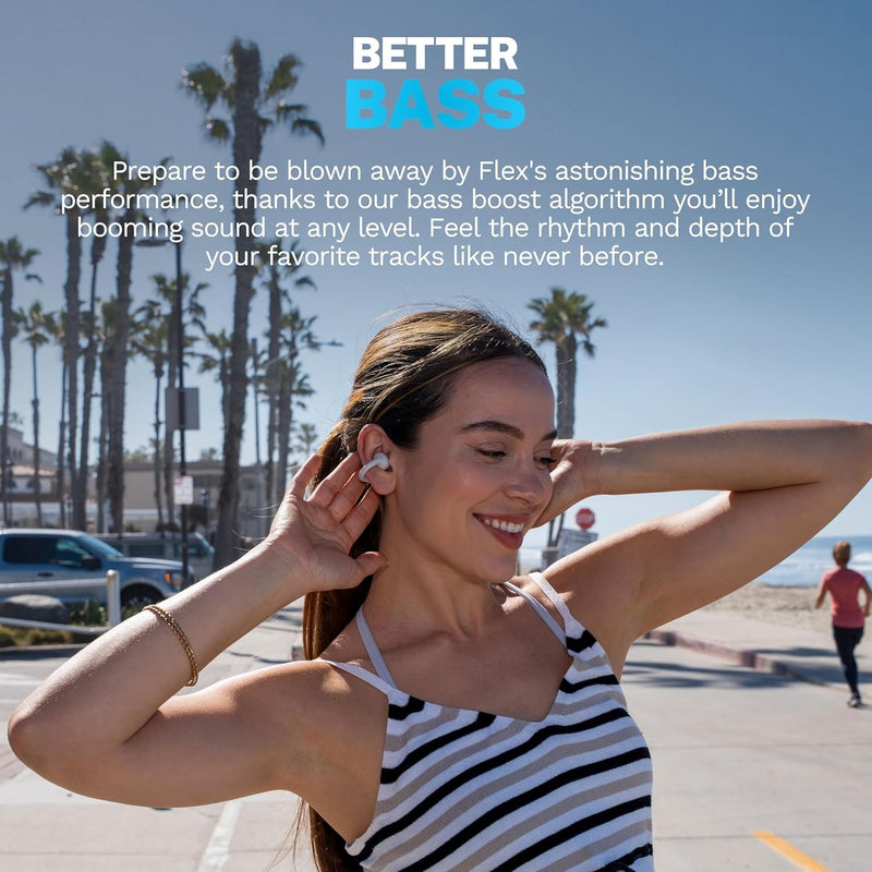 JLab, Flex, Open Ear Earbuds, Clip On Wireless Bluetooth Earbuds, Open Ear Headphones, Cloud White