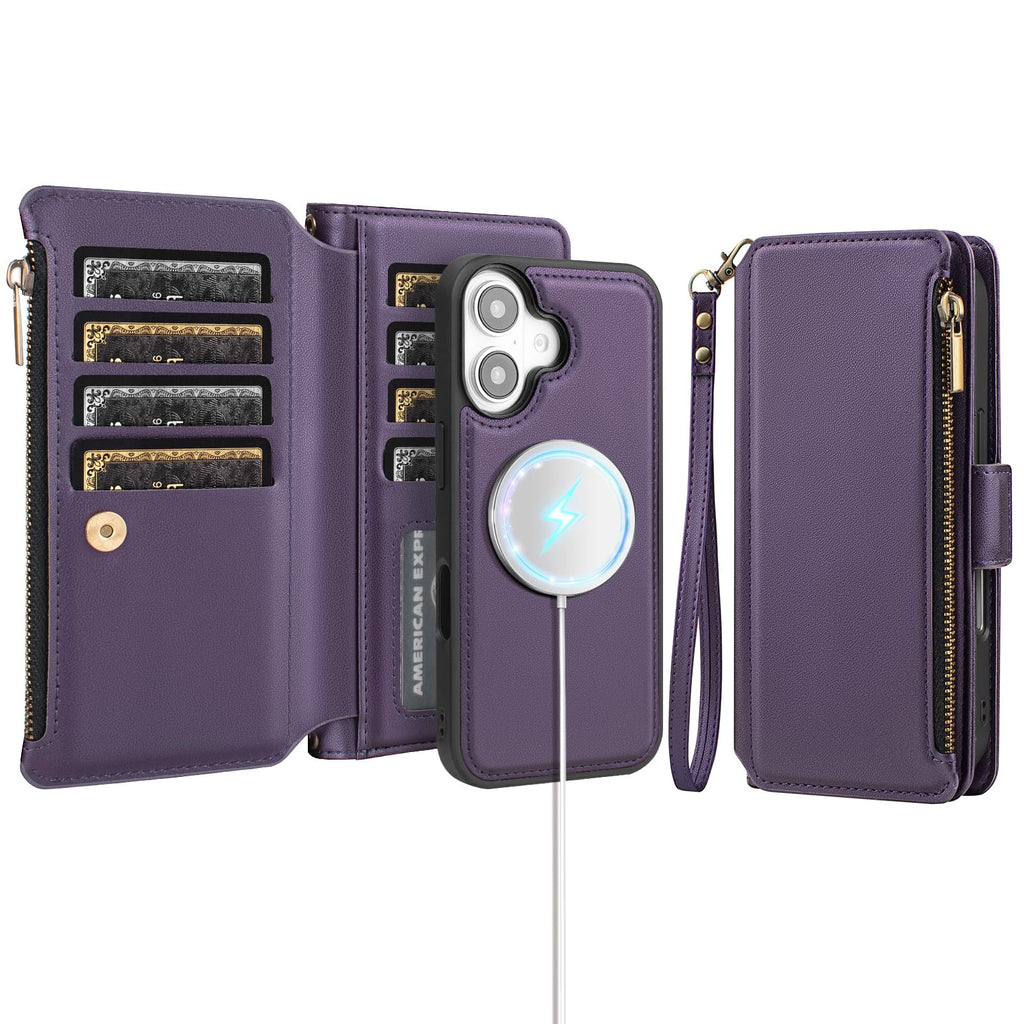 Antsturdy Compatible with MagSafe iPhone 16 Wallet Case,Purple