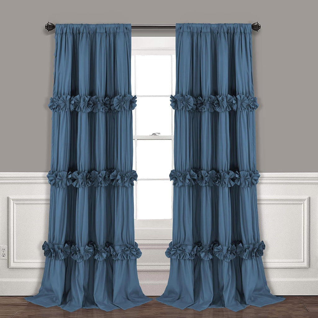 Homechoice Decor Thermal Insulated Blackout Window Curtains, 54" W x 84" L x 2 Panels, Boho Ruched Window Treatments wit