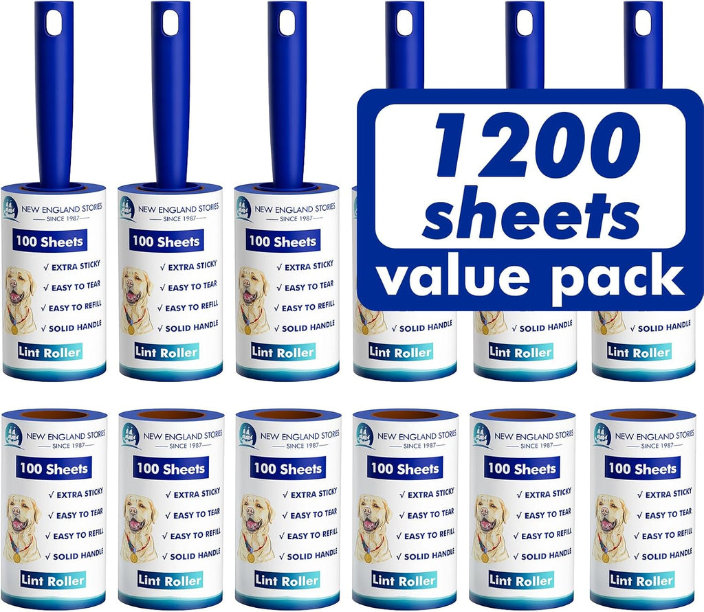 1200 Sheets Lint Roller with 6 Upgraded Handles (6 Rollers + 6 Refill), Mage Value Set Sticky Lint Rollers for Pet Hair,