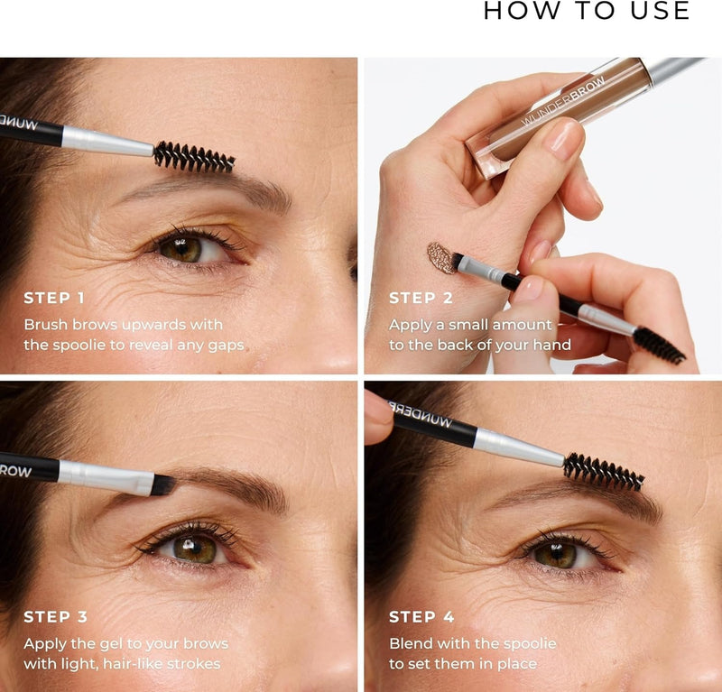 Gel para cejas WUNDERBROW, resistente al agua, a prueba de manchas, de larga duración, tono: morena, vegano y libre de crueldad animal