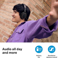 Sennheiser ACCENTUM Wireless Bluetooth Headphones - 50-Hour Battery Life, Audio, Hybrid Noise Cancelling (ANC), All-Day Comfort and Clear Voice Pick-up for Calls, Black/Copper