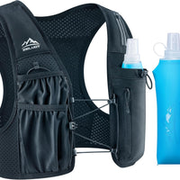 Zelvot Running Vest for Women Men, USA Original Patent, Adjustable Chest Straps Running Hydration Vest with 500ml Soft Flask, Lightweight Reflective Hydration Backpack for Hiking Marathon (Black, M/L)