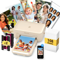 HPRT CP4100 4X6 Photo Printer for iPhone & Android, 108 Sheets & 2 Ribbons