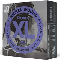 D'Addario XL Nickel EXL115-10P Electric Guitar Strings, 11-49, 10 Sets