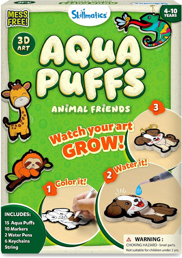 Skillmatics Aqua Puffs Animals, Art & Craft, Paint by Number, Gift for Kids