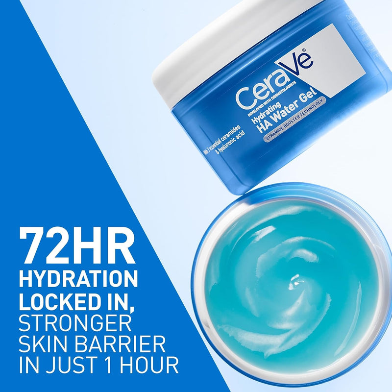 CeraVe Gel de agua hidratante de ácido hialurónico, hidratante facial ligero para hidratar con ceramidas, ácido hialurónico y niacinamida, sin fragancia, seguro para pieles sensibles, 1.7 onzas