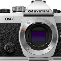 OM SYSTEM Olympus OM-3 Silver Micro Four Thirds System Camera Travel Camera Weather Sealed Design 5-Axis Image Stabilization